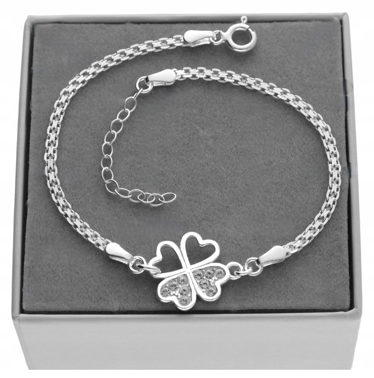 Stříbrný náramek s jetelem čtyřlístek naštěstí stříbro 925