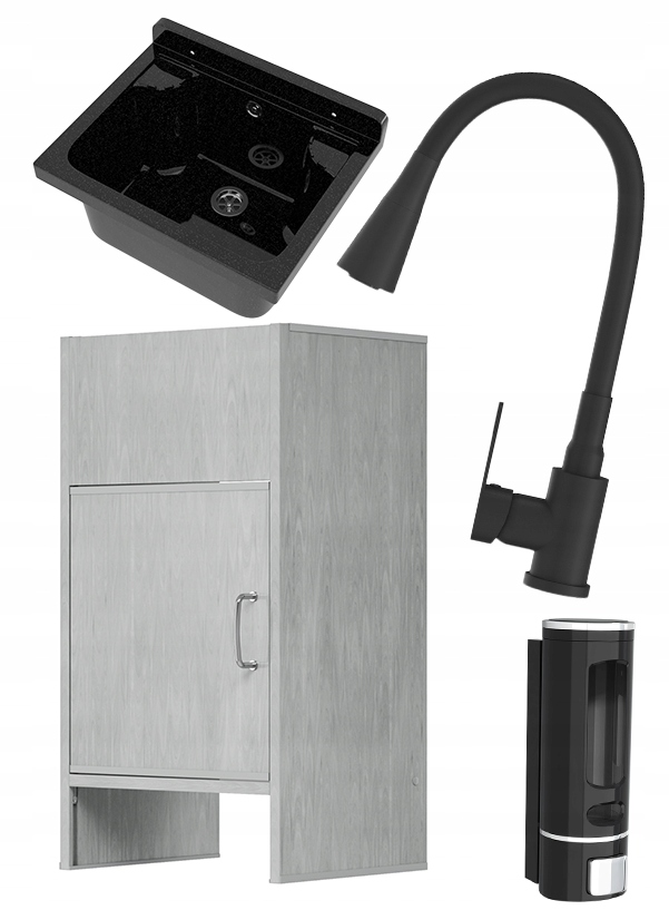 Dřez technický dřez, černá komora, Loma, skříňka z Pvc, baterie, dávkovač