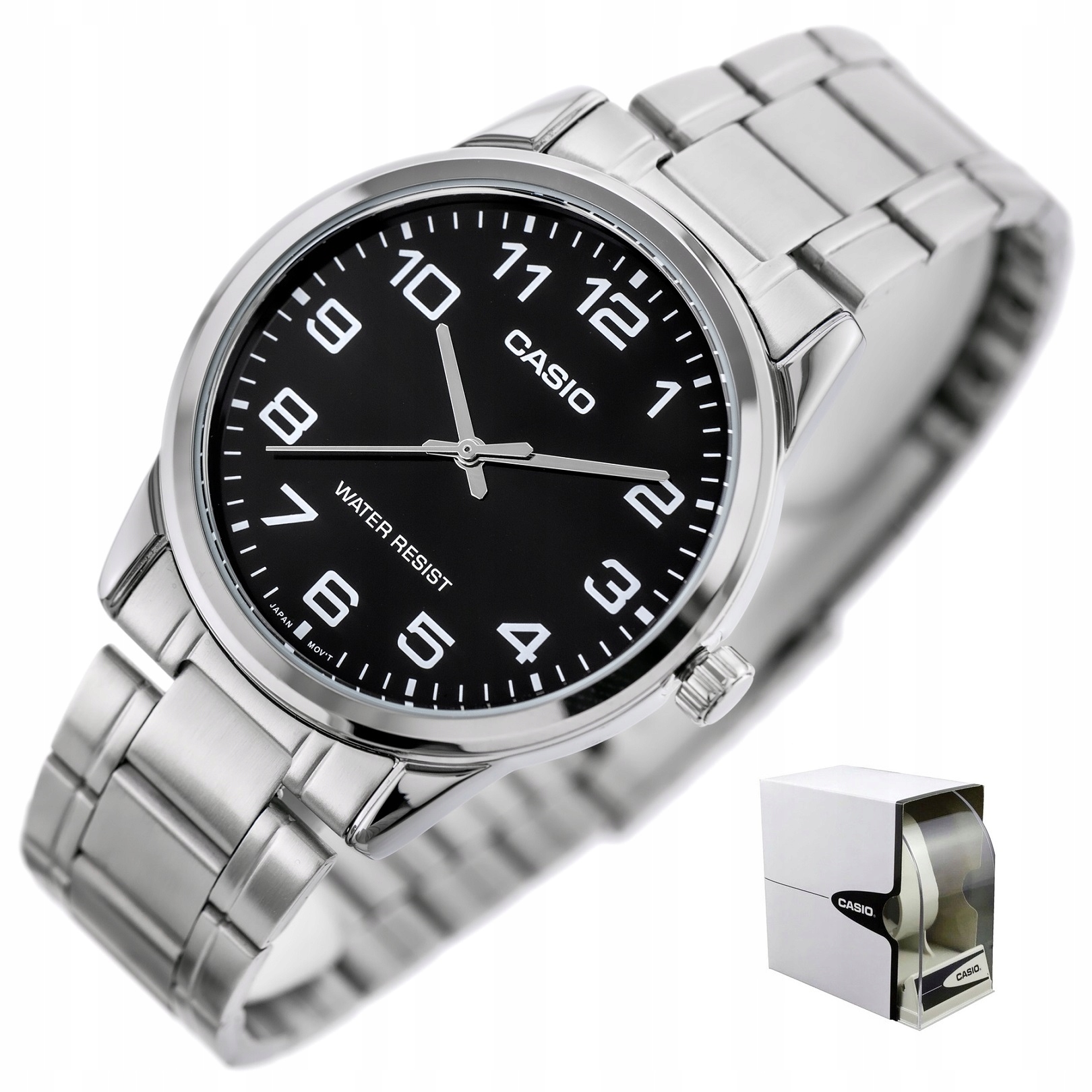 Zegarek Męski Casio Altman+box +grawer stalowy cyfry bransoleta srebrny