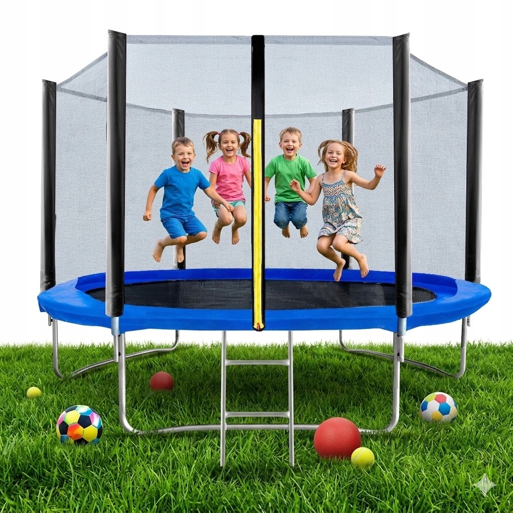 Trampolina ogrodowa 8FT 252cm dla dzieci z siatką zewnętrzną Drabinka