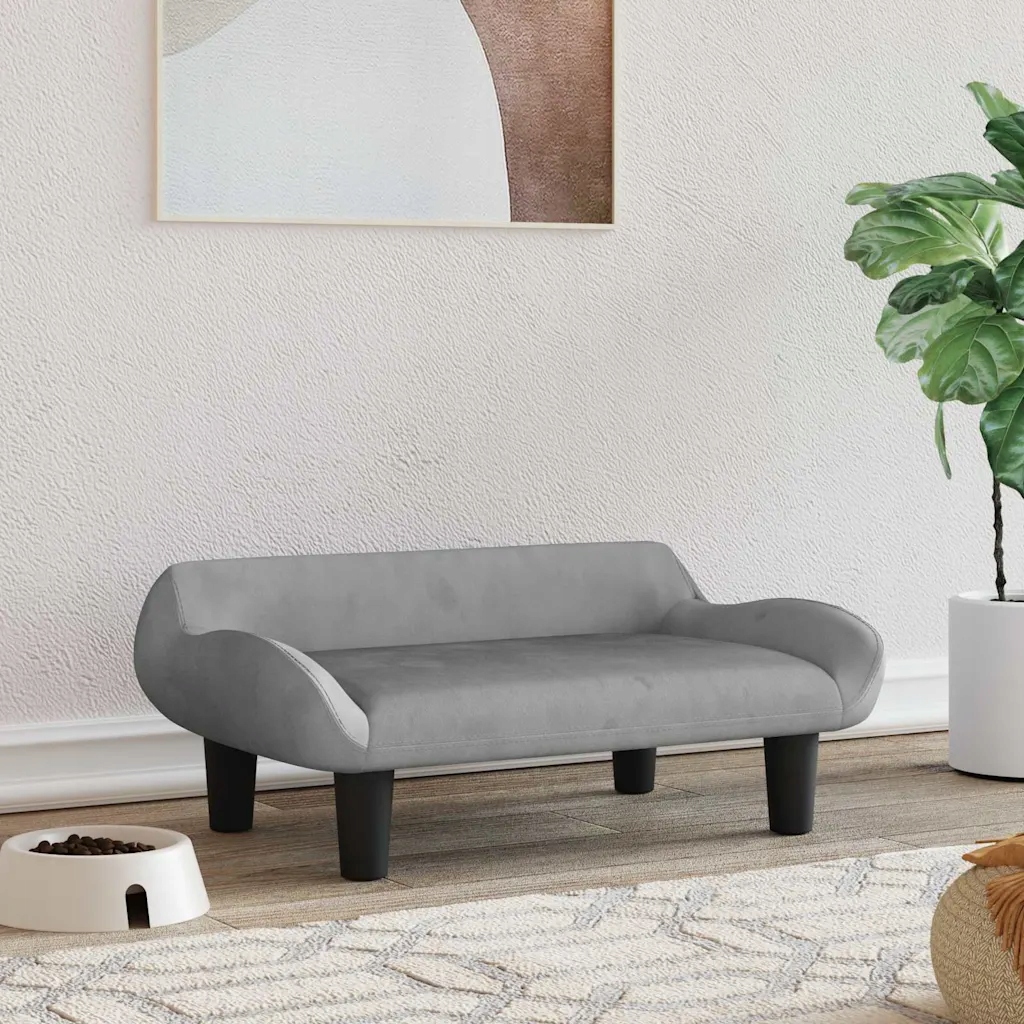 Levně Pelíšek pro psy světle šedý 70 x 40 x 24 cm samet Šedá 171952