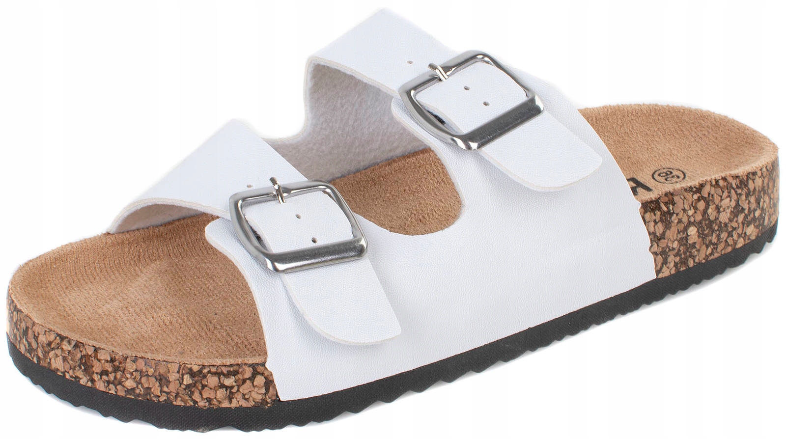 KLAPKI Z KLAMRAMI PASKI EKOSKÓRA BIAŁE 38