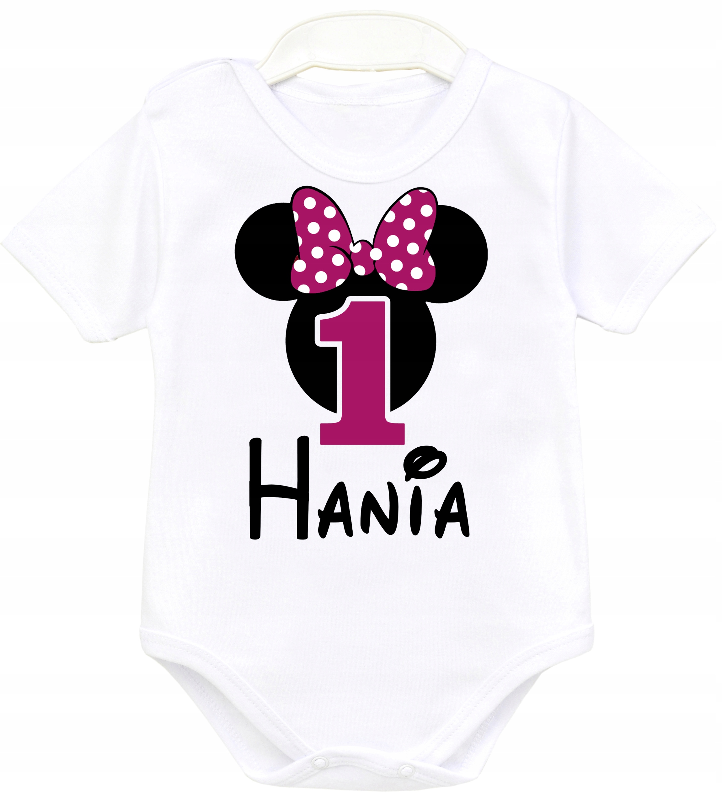 

Body kr rękaw Rok Urodziny Myszka Minnie Imię r 80
