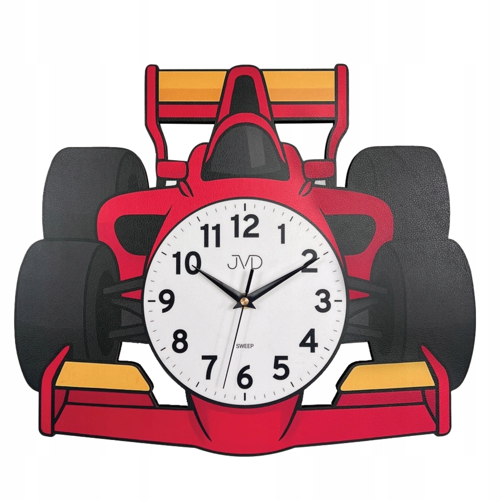 Dětské Nástěnné Hodiny Jvd HJ116 Závodní Auto, Velký Tichý Dřevěný Mechanismus