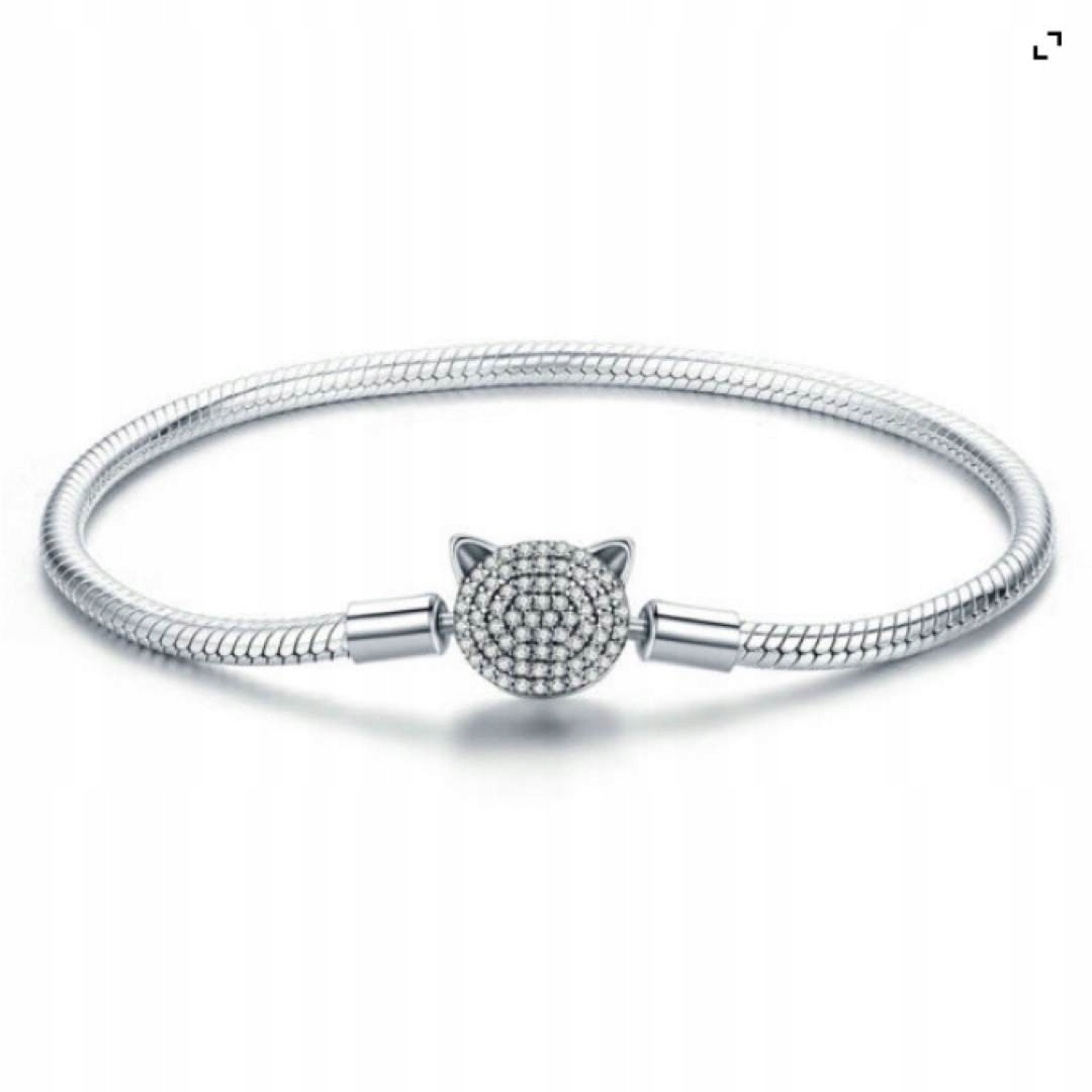 Modulární náramek základna pro Charms Stříbro 925 Kočička 18 cm