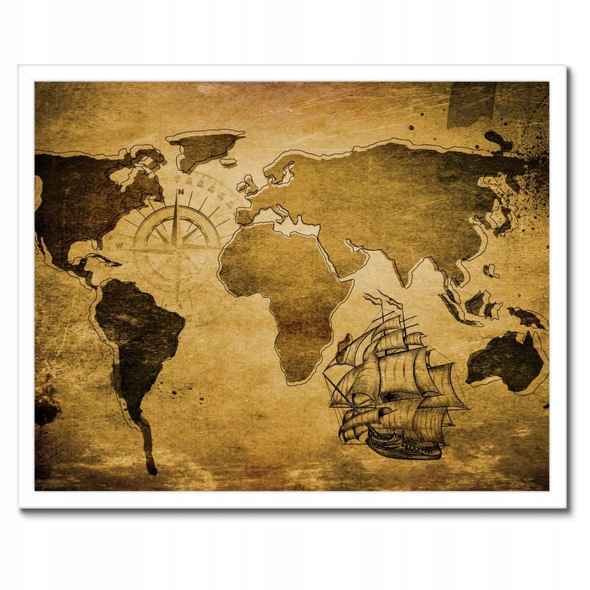 Plakáty v rámu 50x40 Stará mapa Vintage