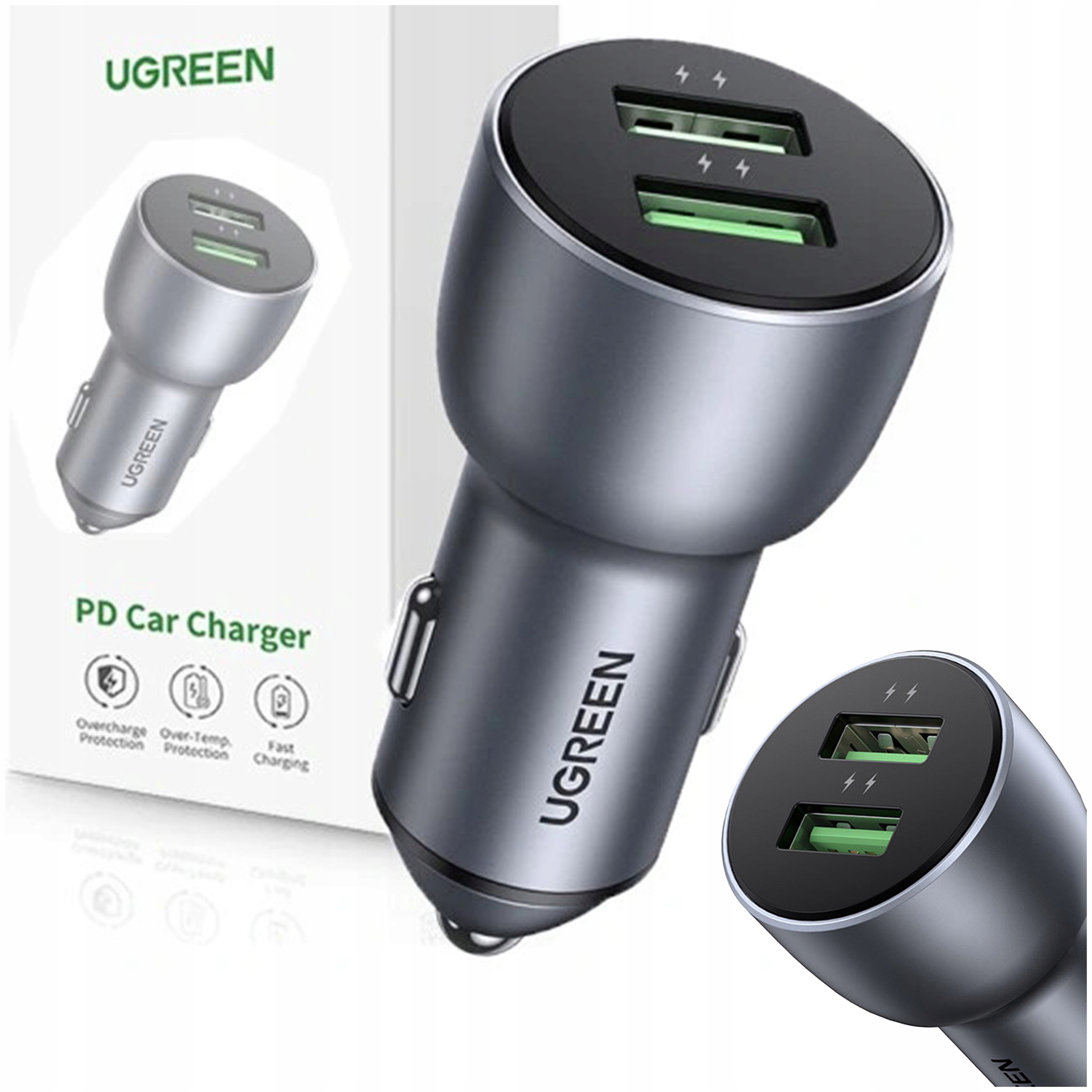 NABÍJAČKA DO AUTA UGREEN 2x USB QC 36W RYCHLE NABÍJANIE DO AUTA