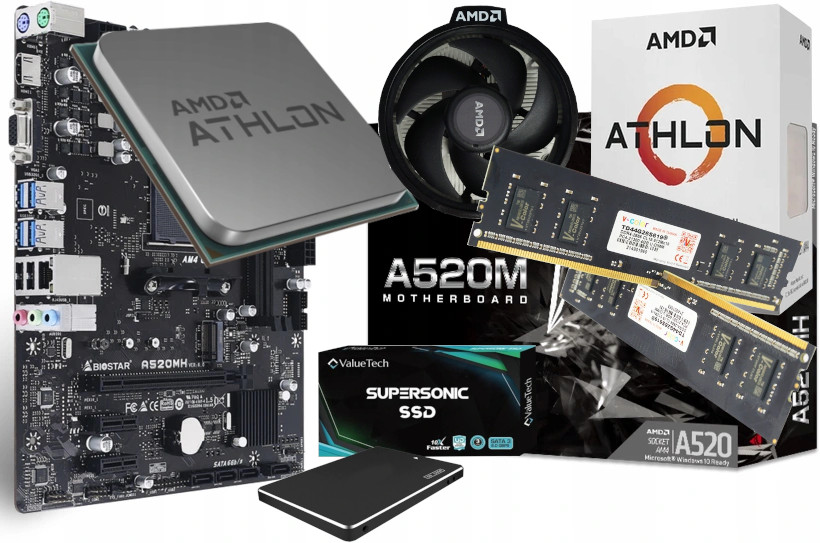 Deska Biostar 512 Gb Ssd 2x4 Gb Athlon 200GE