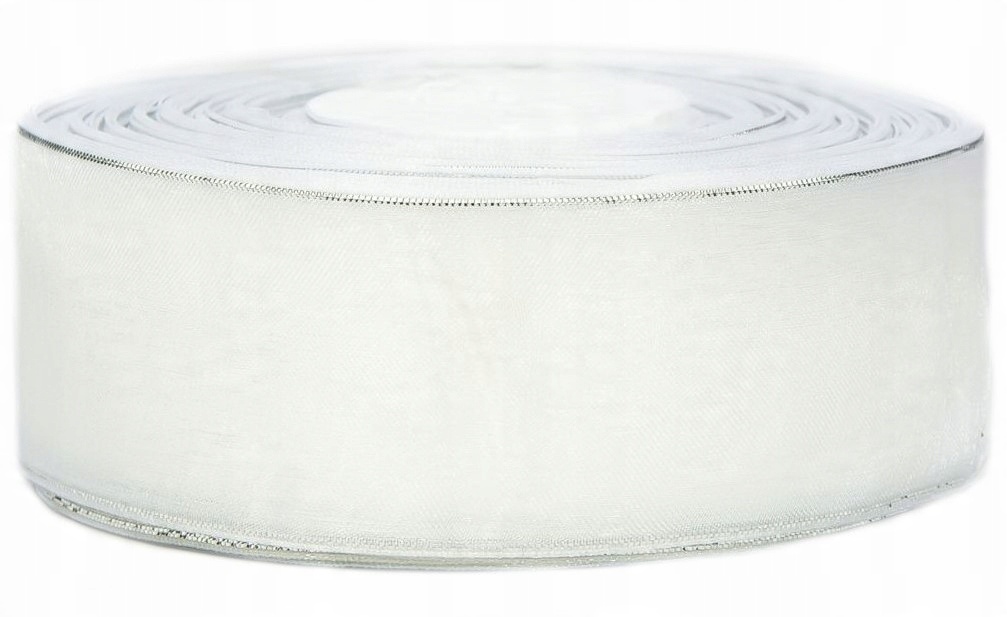 

Wstążka Tasiemka Organza Biała Duża rolka 38mmx40m