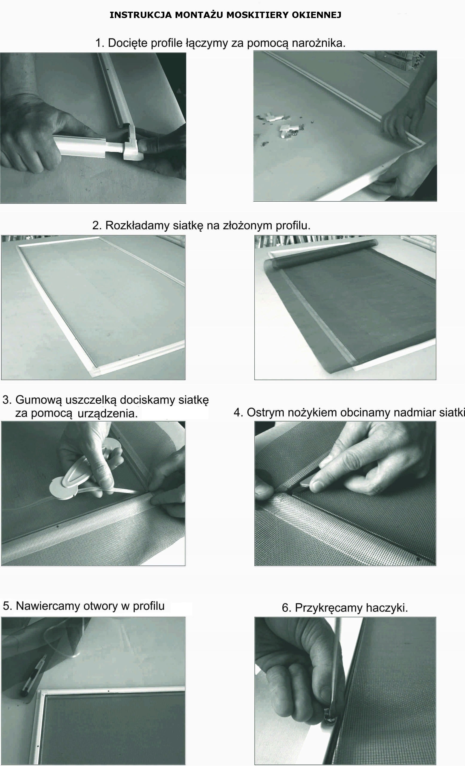 BLASZKI RYGLE UCHWYT NAROŻNIK DO MOSKITIERY ZESTAW BIAŁY Kolor biały