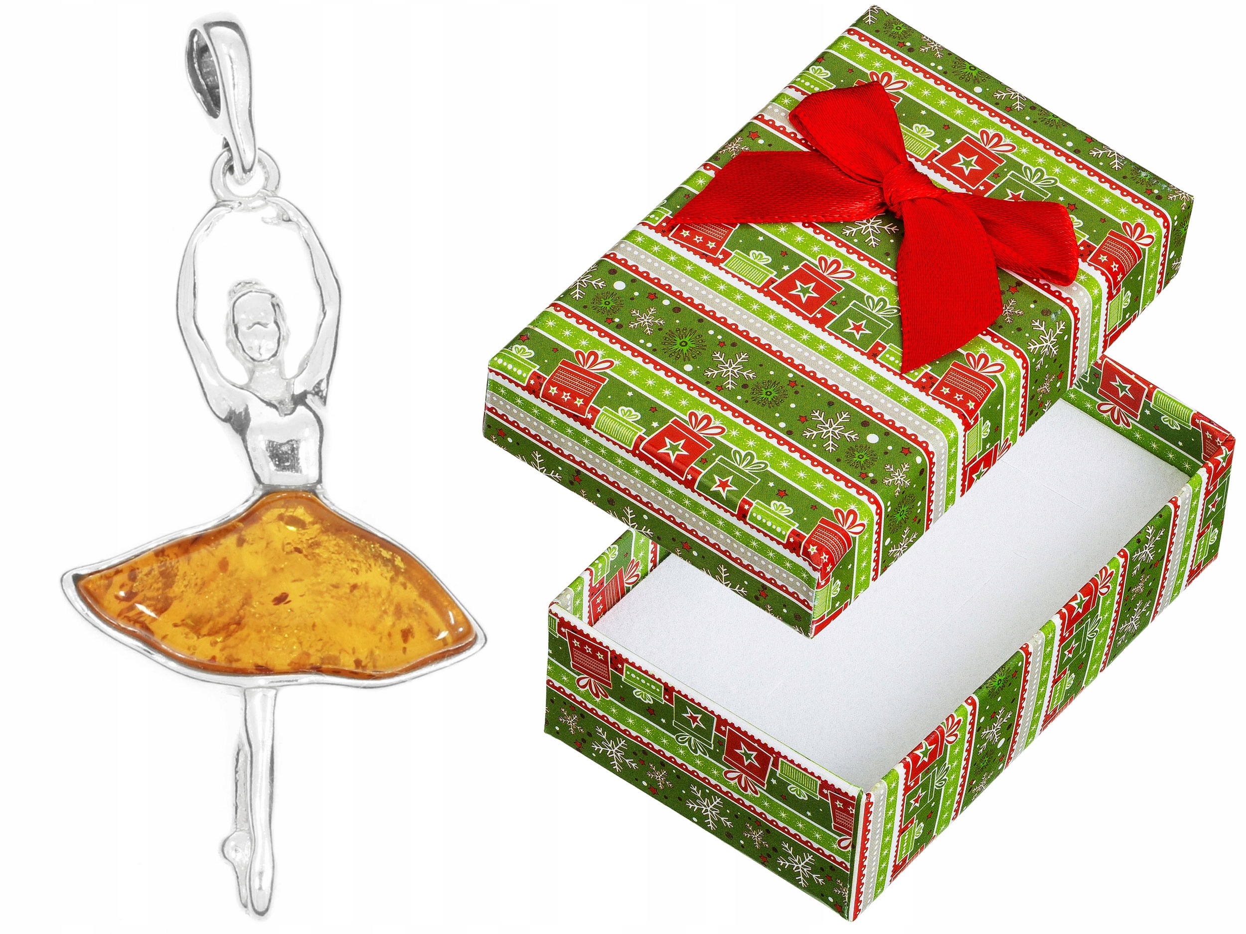 Velký stříbrný Přívěsek Tanečnice s jantarem Oxidovaný stříbrný přívěsek