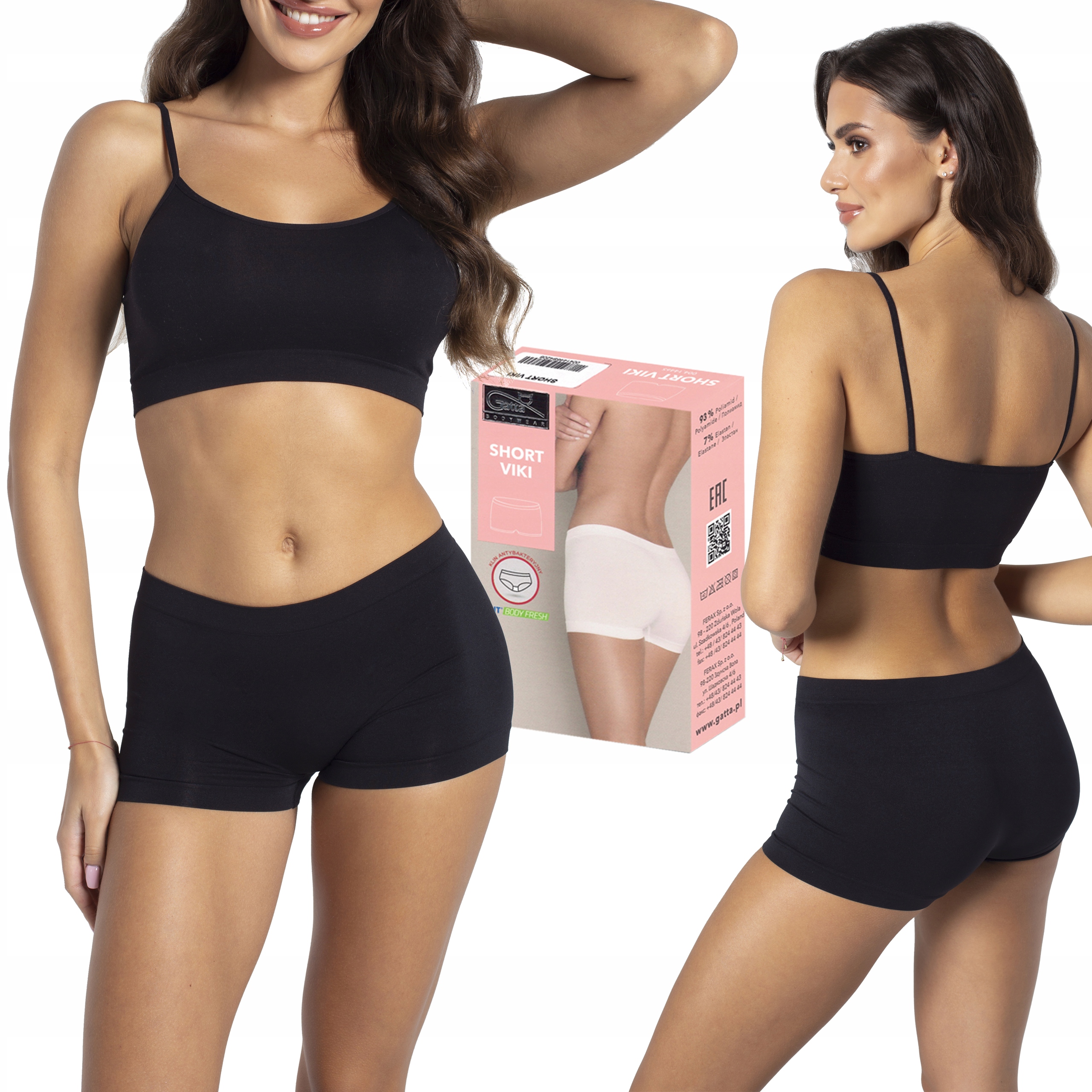

Short Viki Gatta bezszwowe szorty, czarne, S