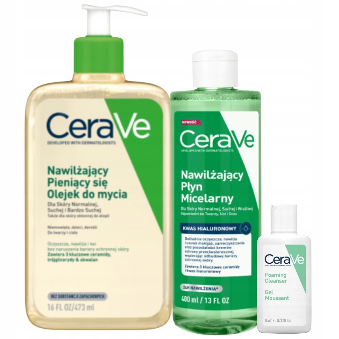 CeraVe Nawilżający olejek do mycia 473ml Płyn micelarny skóra sucha 400ml