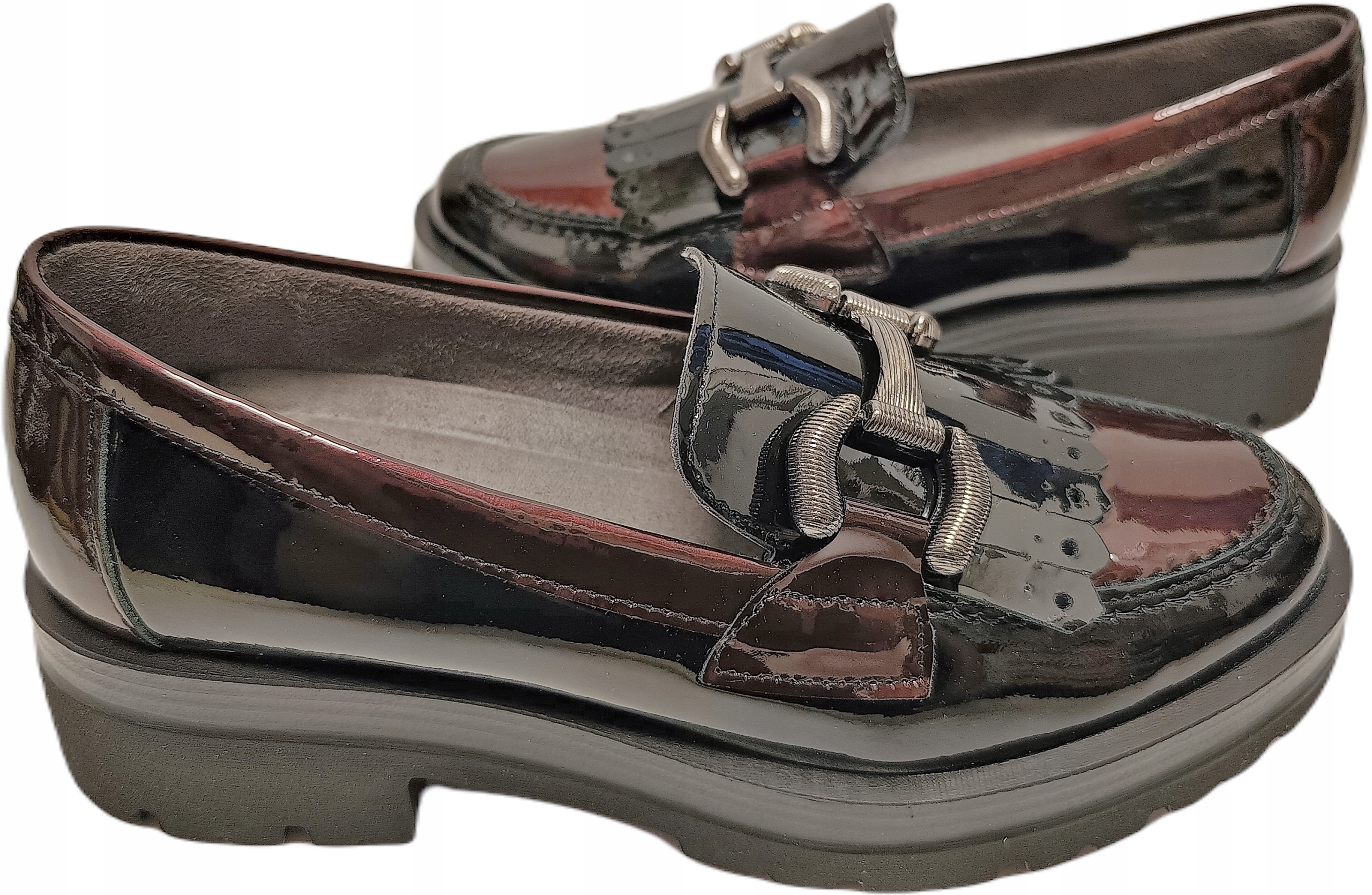 Loafersy mokasíny Pitillos 5360 černá bordo r39