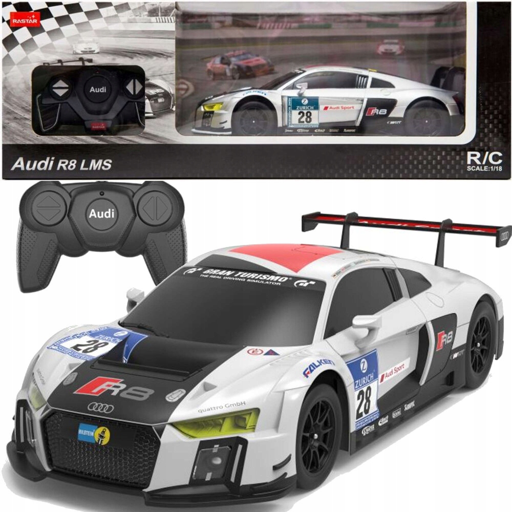 Audi R8 Lms Rc 1:24 białe Lean Toys 390x120 mm