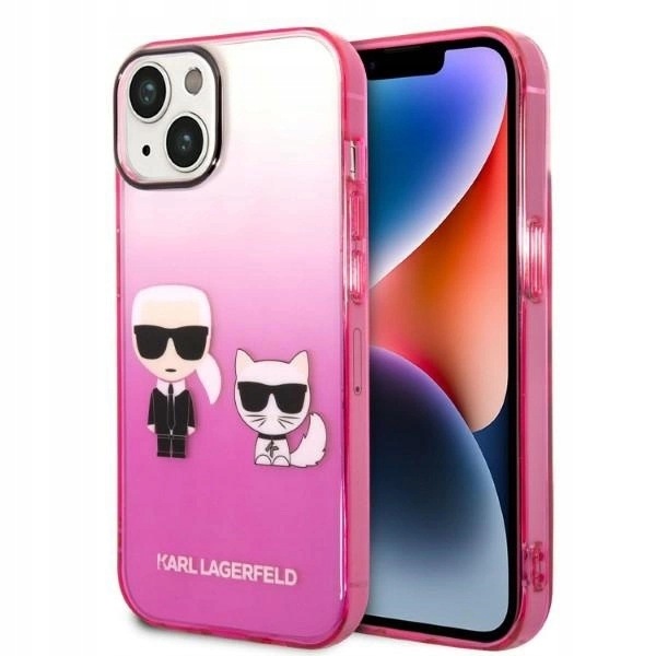Etui Karl Lagerfeld Ikonik Karl & Choupette na iPhone 14 Plus różowe