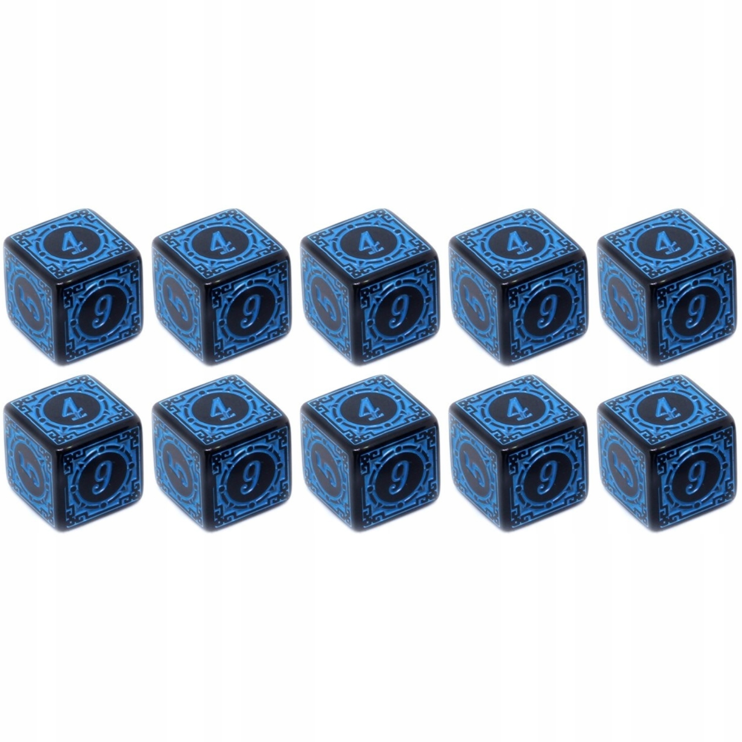 ZESTAW 10 KOSTEK K6 RPG KOŚĆ SZEŚCIOŚCIENNA ŚWIĄTYNIA WODY 1,6 CM