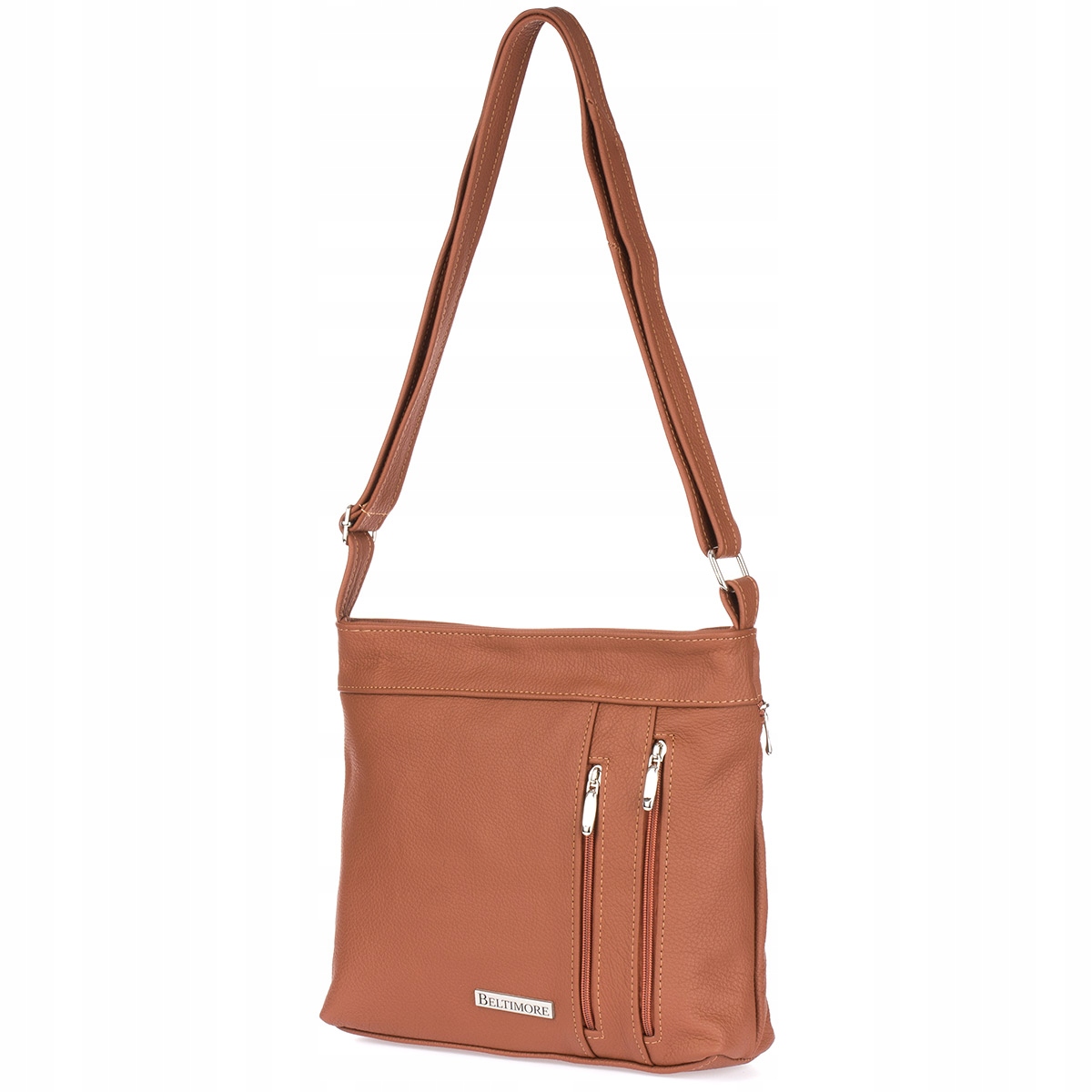 Kožená kabelka přes rameno dámská prostorná elegantní forma Beltimore