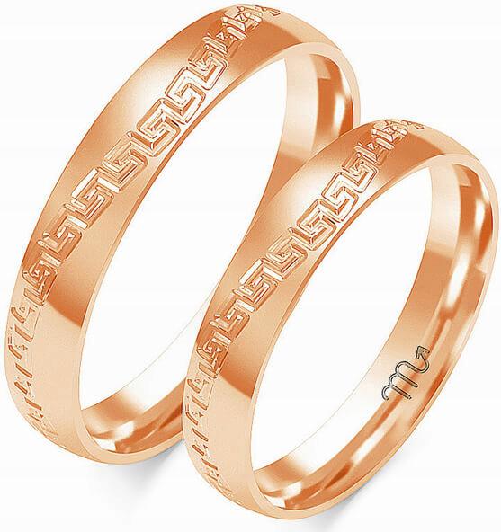 Zlatý snubní prsten moderní svatba 14K 585 vel. 35 36 37, klasický lesklý vzor