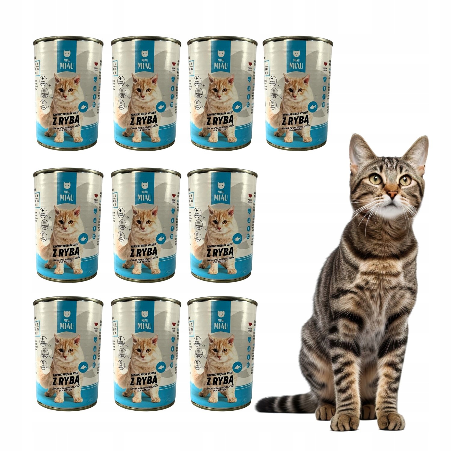 Levně Mokré Krmivo Pro Kočky Miau Miau S Rybou 48x415G