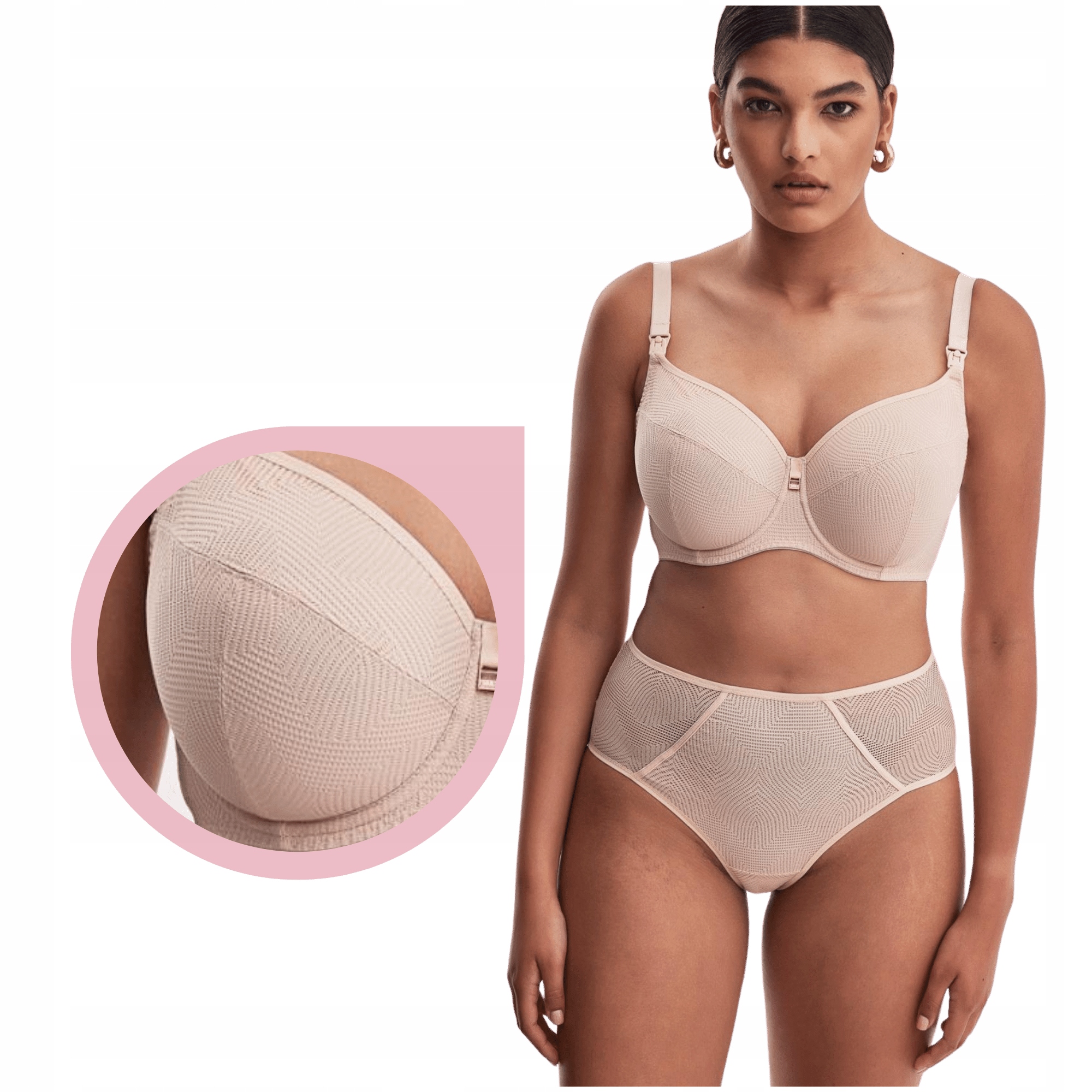 Kojící podprsenka hladká, pohodlná, béžová Alles Mama Dots 75K