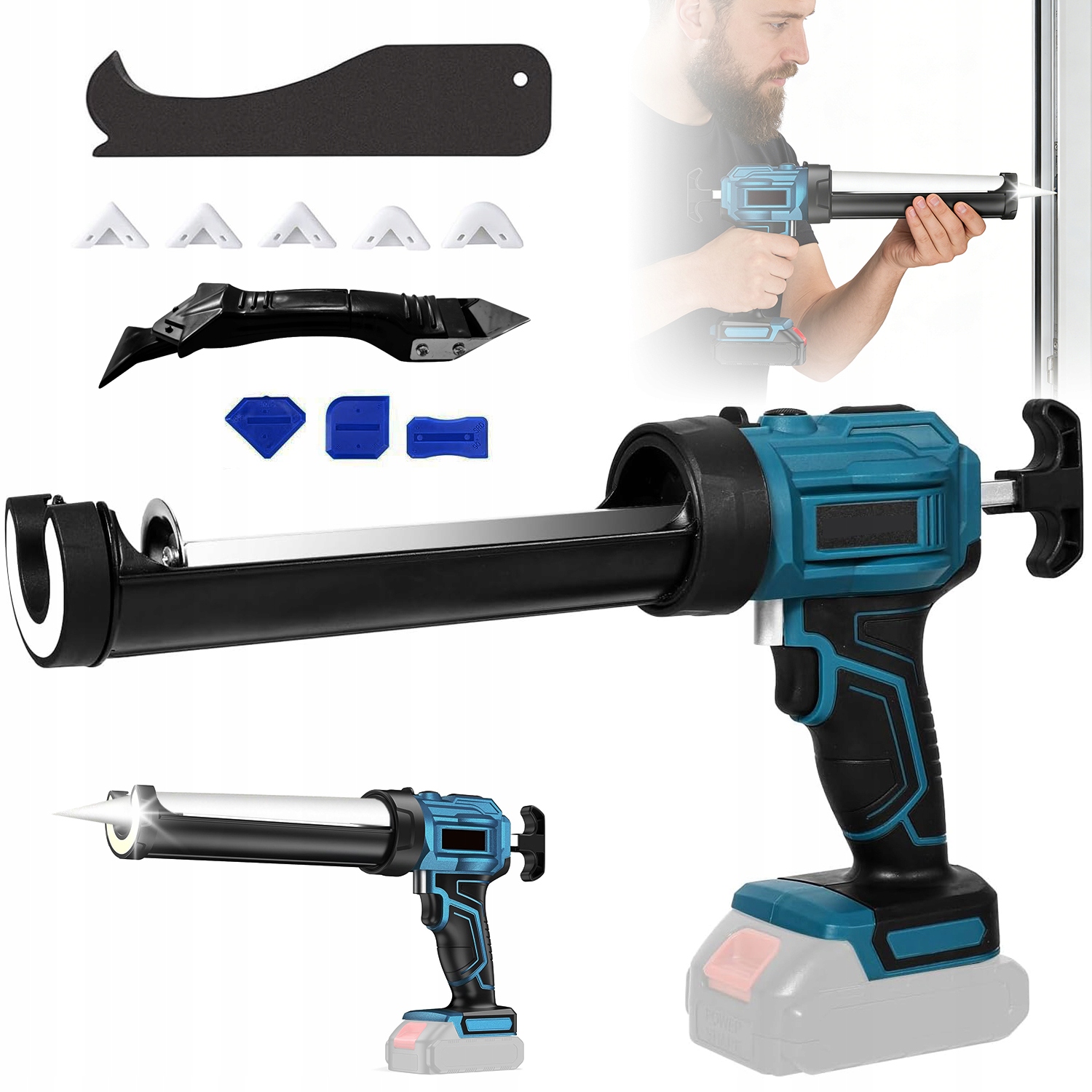 Pistole Vytlačovací Led Na Silikonové Lepidlo Na Hmoty S Regulací, Silná, Odolná