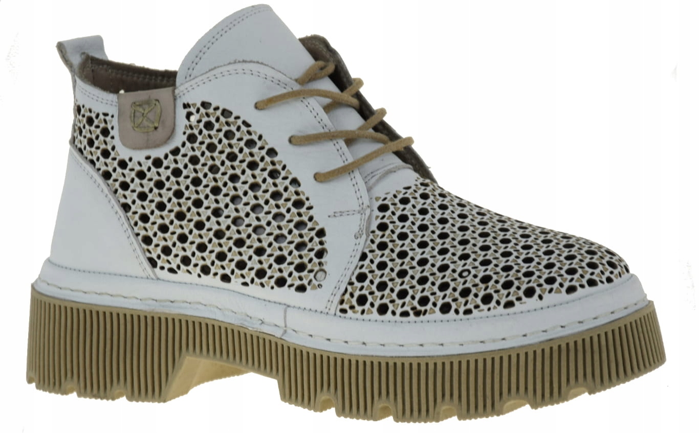 Dámské Bílé Ažurové Módní Polobotky 52C0628 VEL.36