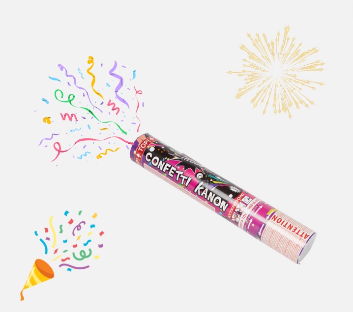 DUŻA STRZELAJĄCA TUBA CONFETTI TUBA CONFETTI KOLOROWE URODZINY KARNAWAŁ, 25