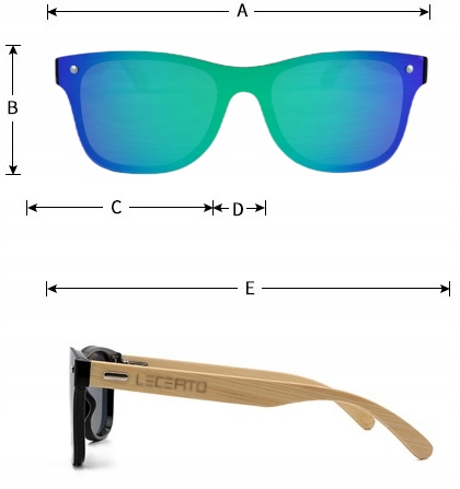 OKULARY PRZECIWSŁONECZNE UV400 DREWNIANE BAMBUSOWE ZESTAW LECERTO Szerokość soczewki 60 mm