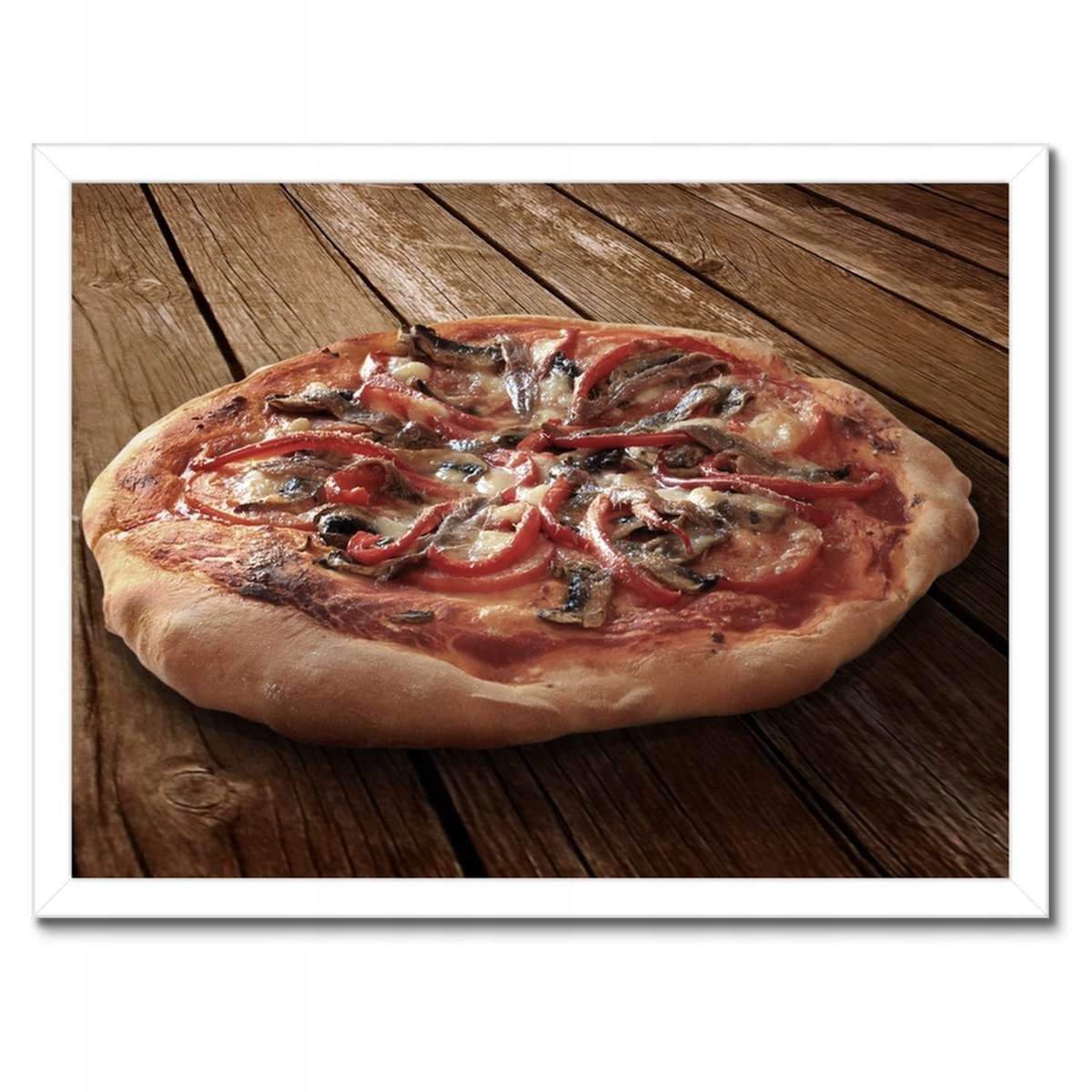 Plakáty v rámu 40x30 Pizza na dřevěném stole