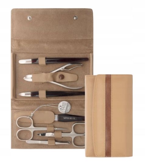 Nippes Solingen Manikúra 7dílná béžové kožené pouzdro 1 ks