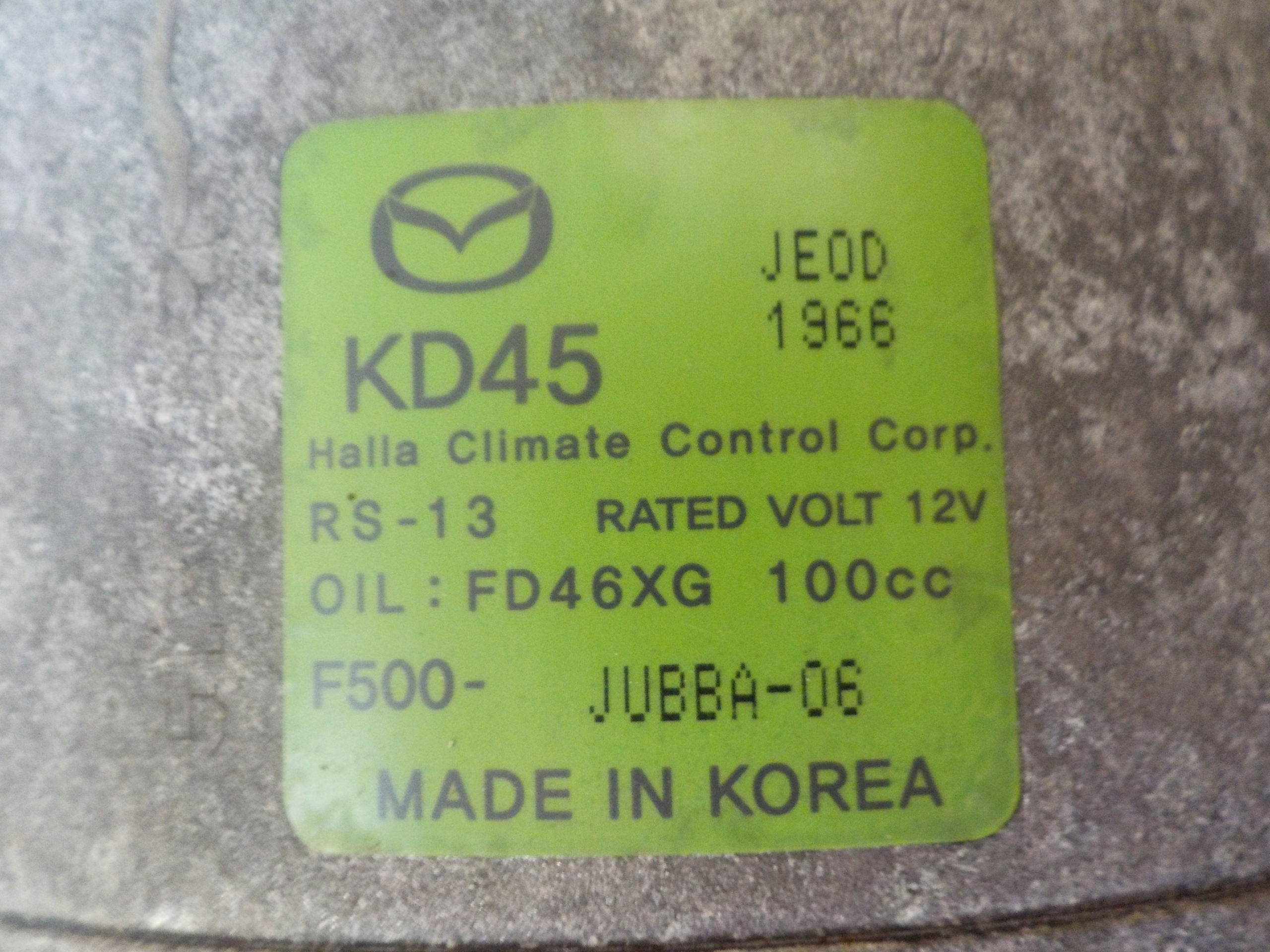 MAZDA CX-5 2.0 B originál kompresor pumpa klimatizaci F500JUBBA-06