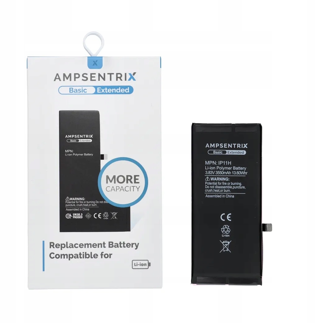 AmpSentrix Basic baterie pro iPhone 11 (zvýšená kapacita 3550 mAh)
