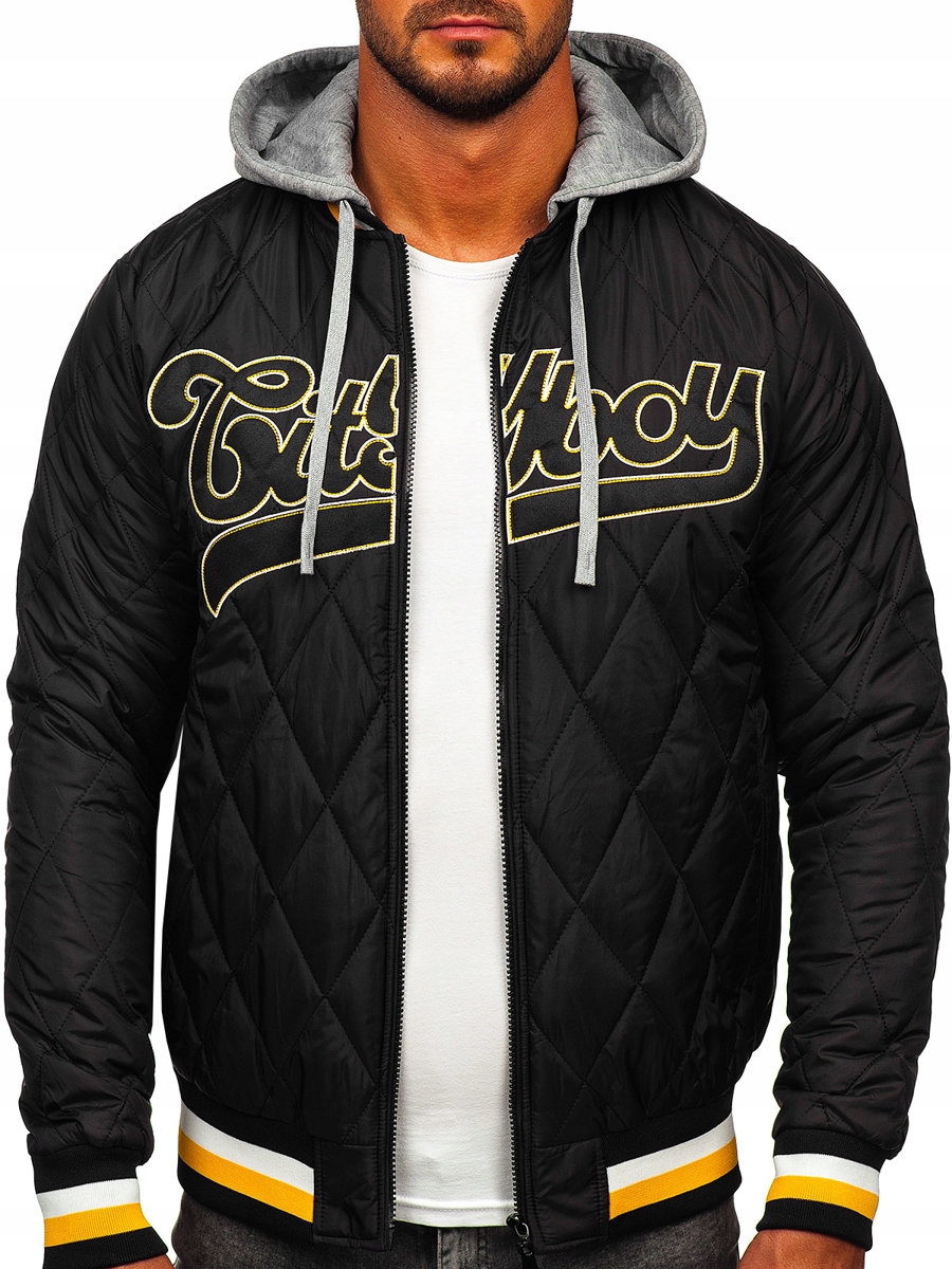 Přechodová Bunda Prošívaná Bomber Pánská Černá HSS058 Denley_m