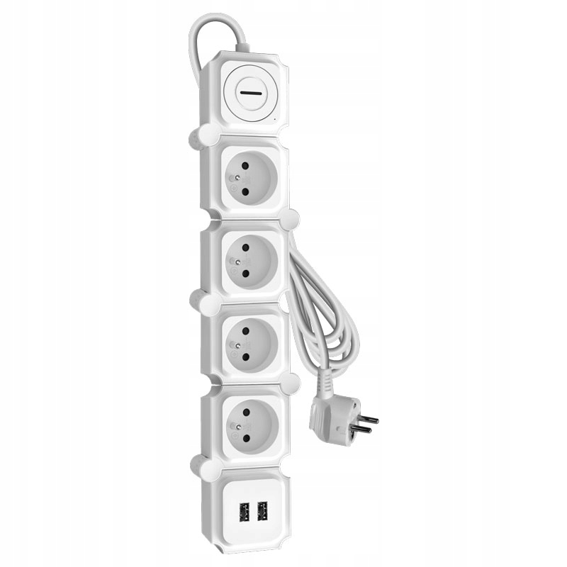 Przedłużacz FLEX 4 gniazda + 2 x USB, biały Stan opakowania oryginalne