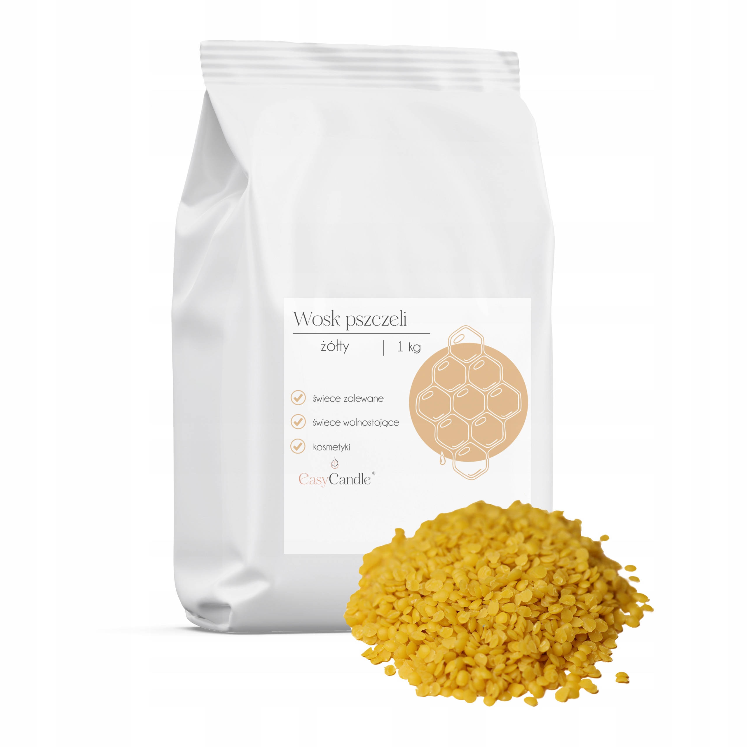 

Naturalny wosk pszczeli żółty w pastylkach 1 kg