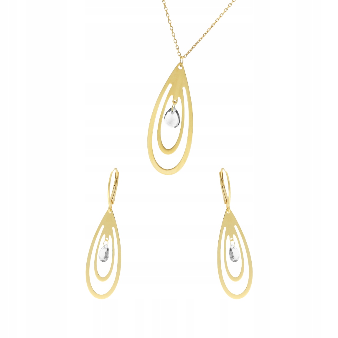 Sada stříbrných slz s pozlaceným zirkonem