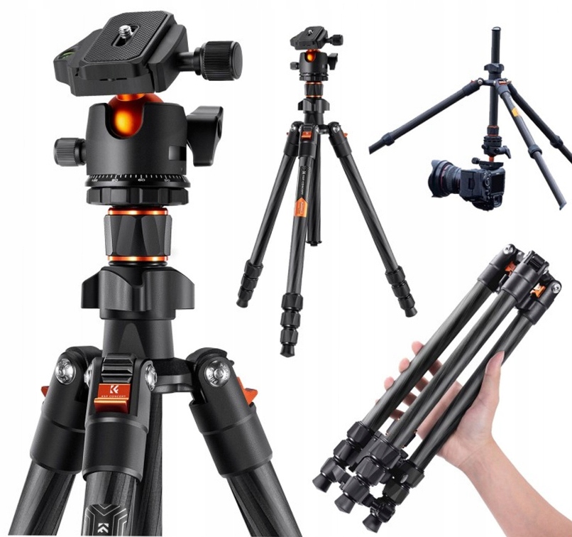 Lekki Markowy Statyw Tripod Z Głowicą Kulową K&f Concept K254C2 Carbon