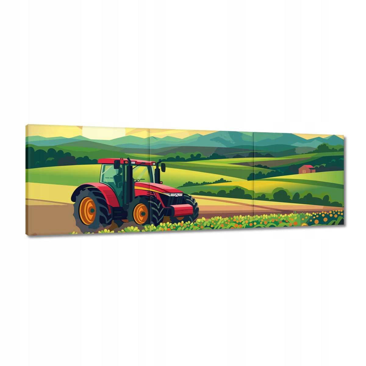 Obrazy 150x50 Traktor v poli při západu slunce