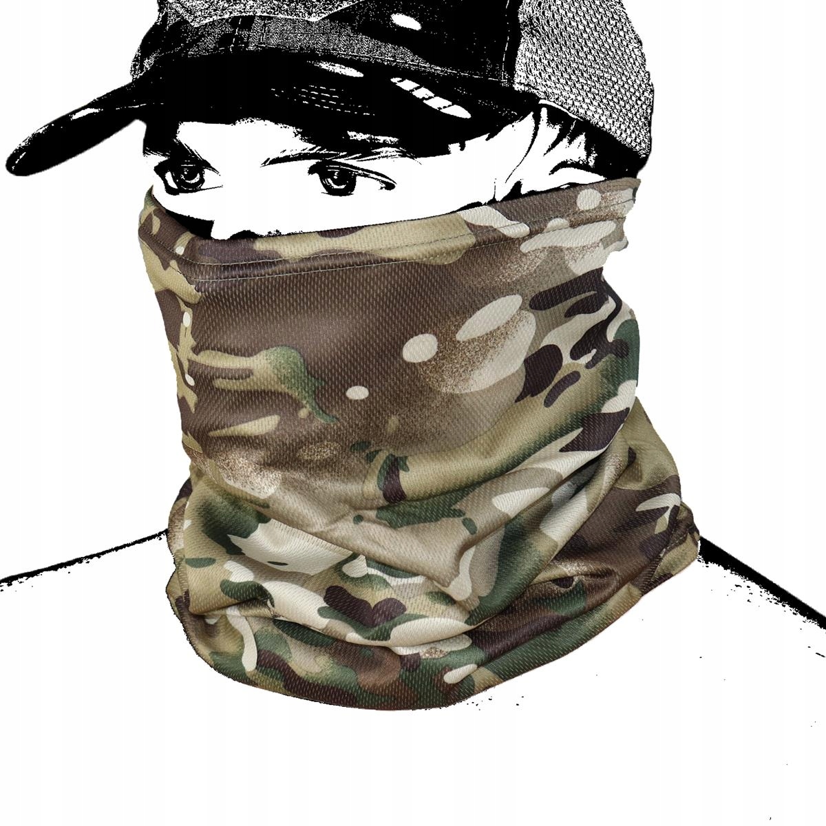 Komin Taktyczny Camo Mtc Multicam Chusta na Szyję Mesh Oddychający Survival