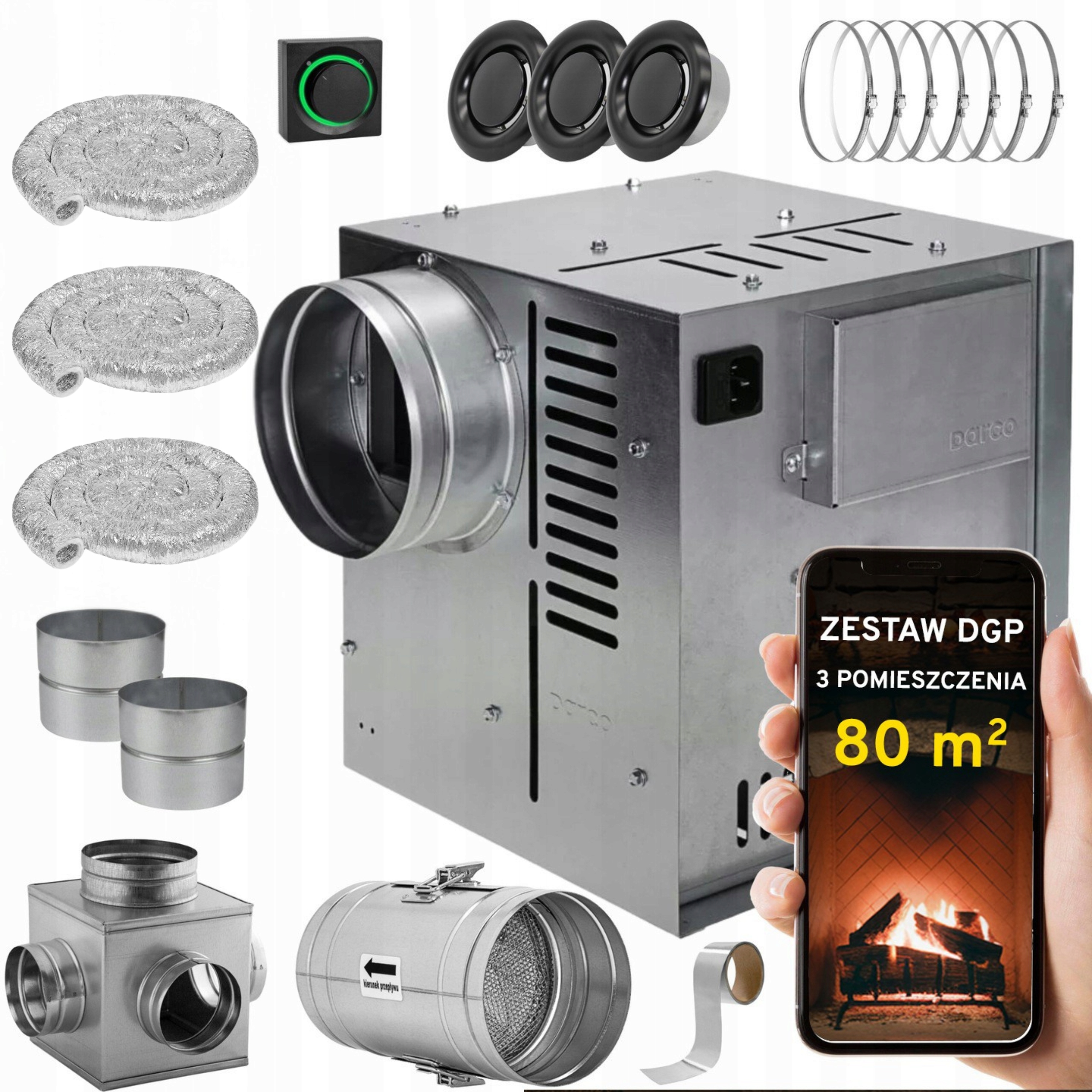 Komínová Turbína Ventilátor Komínový Set Dgp 3 miestnosti 80 m2