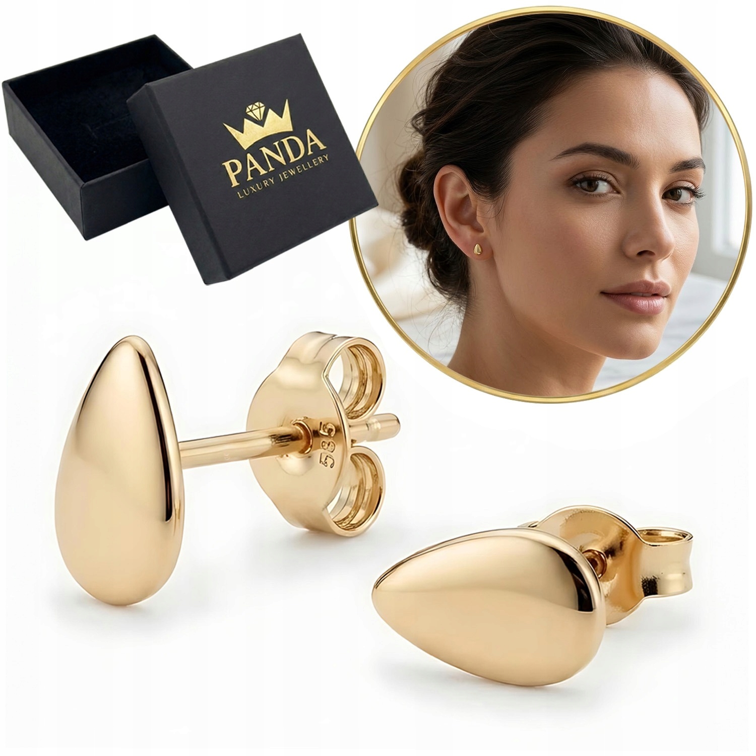 Zlaté Náušnice 585 Lžičky Tužky Lehké Jemné Kapky Dárek Pro Ni