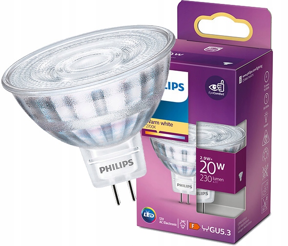 

Żarówka Led MR16 2,9W=20W 230lm Ciepła 36° Philips