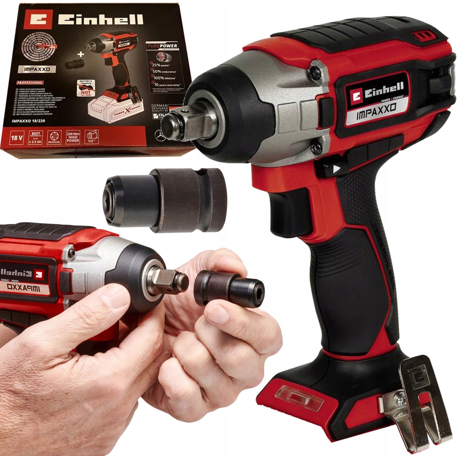 Einhell Akumulátorový Rázový Uťahovák Impaxxo 18/230 Solo Bezkartáčový 18V