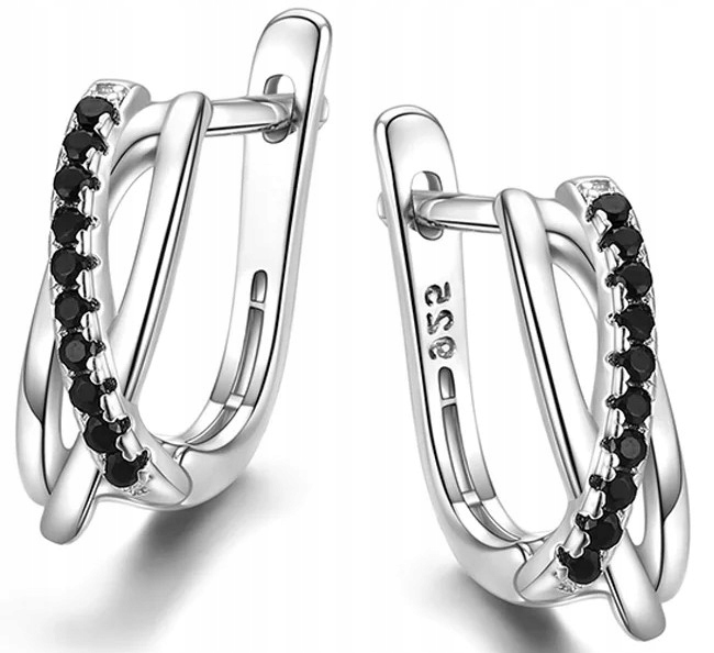 Krásné stříbrné náušnice Ag 925 černé náušnice stříbro o ryzosti 925 s anglickým zapínáním