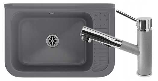 Šedý dřez technický dřez Polo Set baterie, technická komora