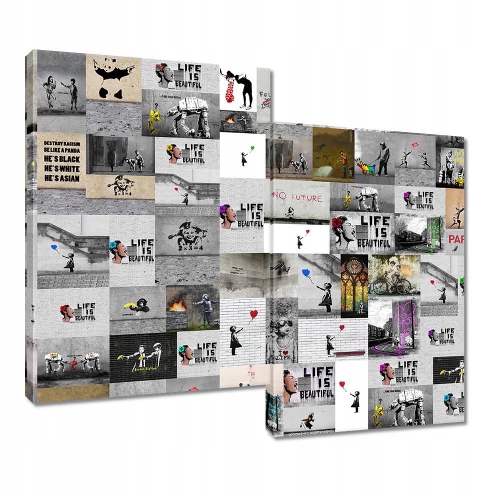 

Obraz 80x70 Mega Mix Banksy Kolaż