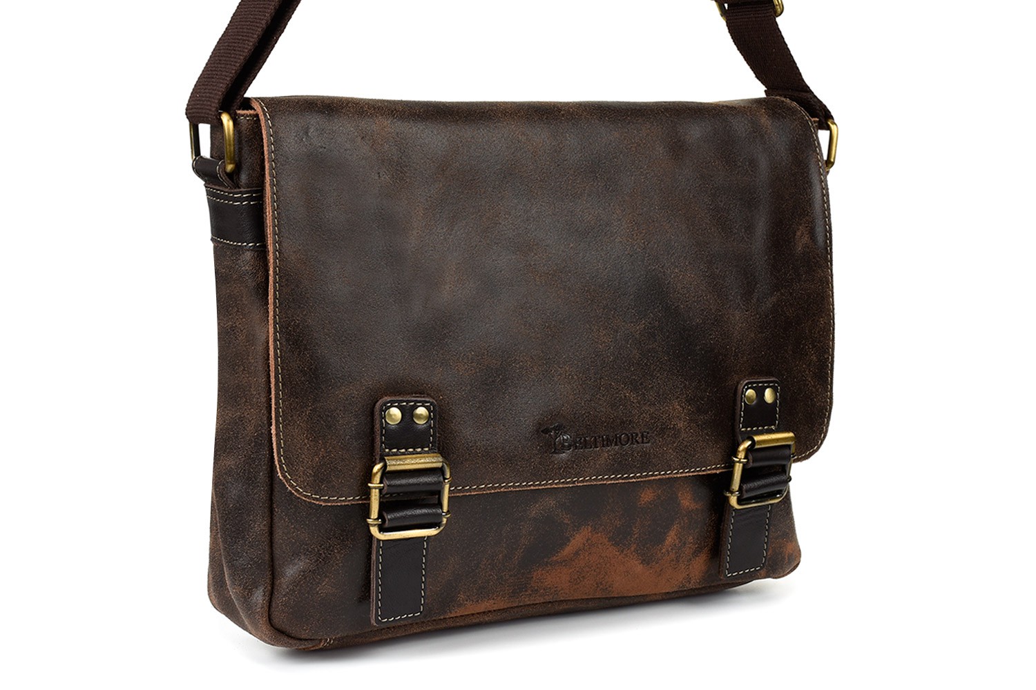 Beltimore pánská kožená taška přes rameno Velká hnědá M85