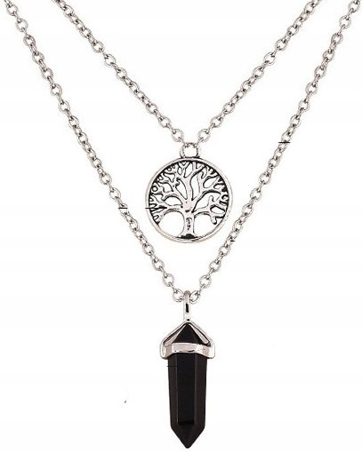 

choker Naszyjnik tree srebrny Black Gem łańcuch