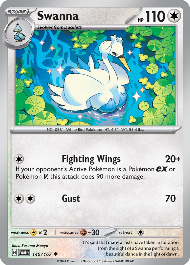 Oryginalna Karta Pokemon Swanna (twm 140)